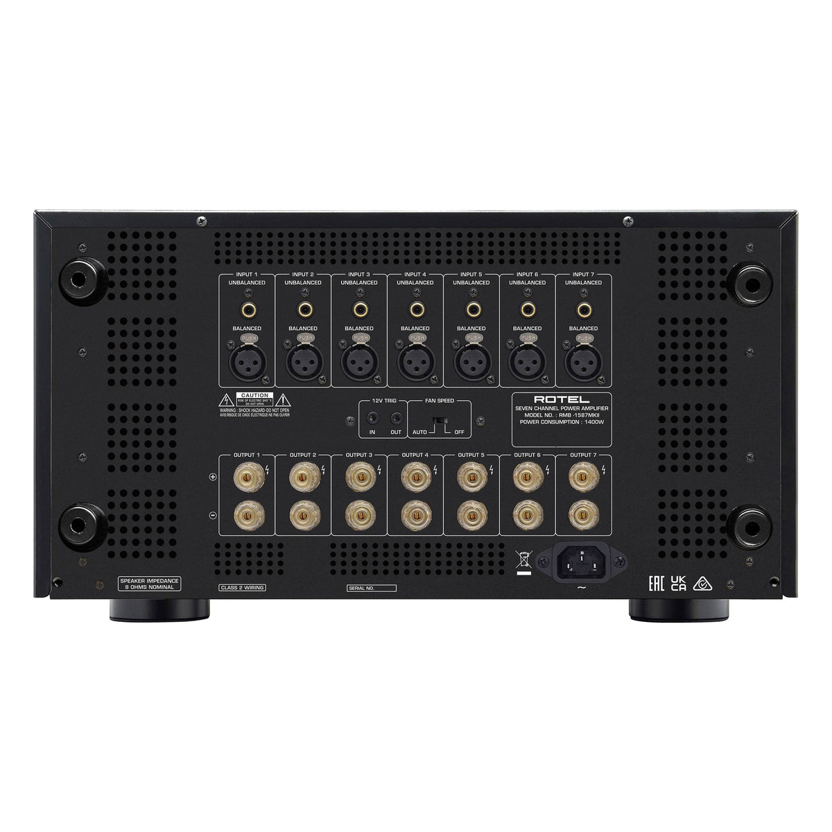 Rotel RMB-1587 MKII Sølv – bakside