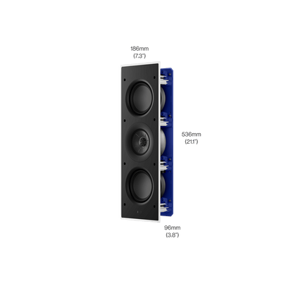 KEF Ci3120QLM-THX – skrått forfra med mål