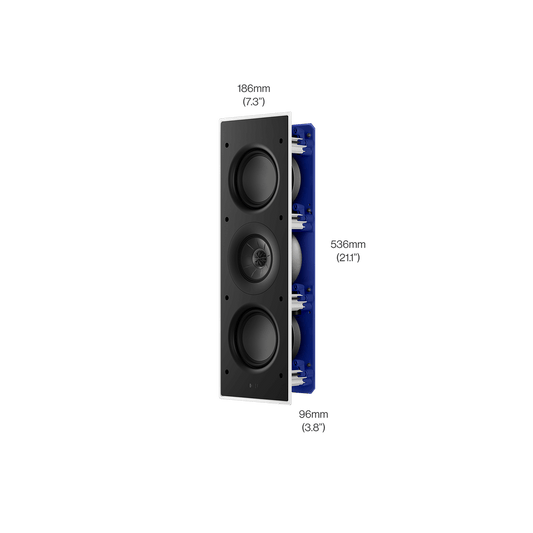 KEF Ci3120QLM-THX – skrått forfra med mål