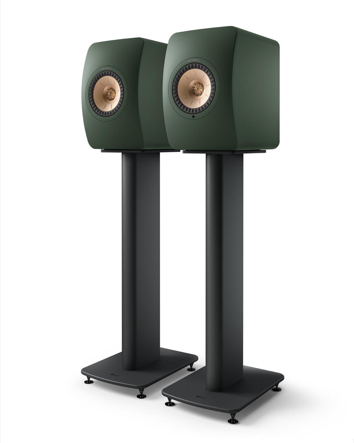 KEF LS50 Wireless II Moss Green – på stativ