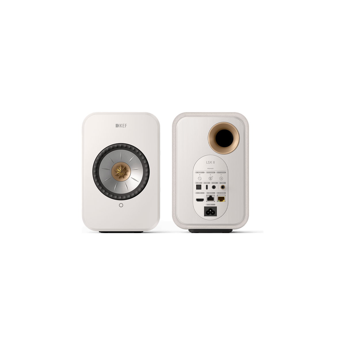 KEF LSX II Cotton White – front-bak