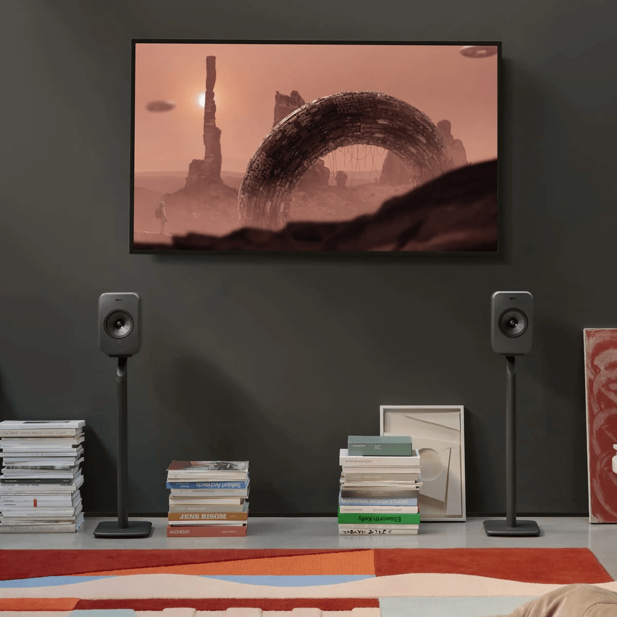 KEF S1 Stand Koksgrå – lifestyle front