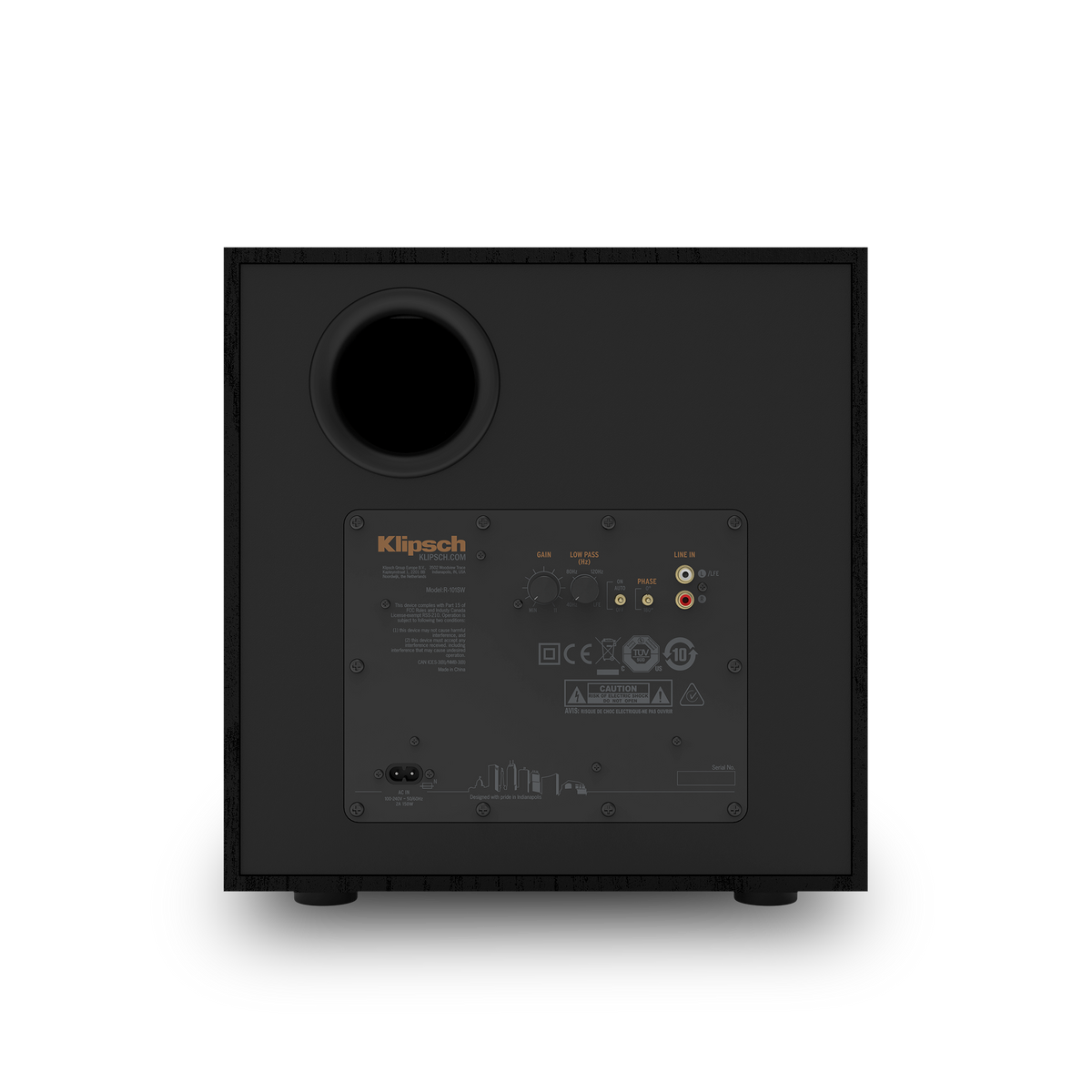 Klipsch R-101SW – bakpanel / kontroller