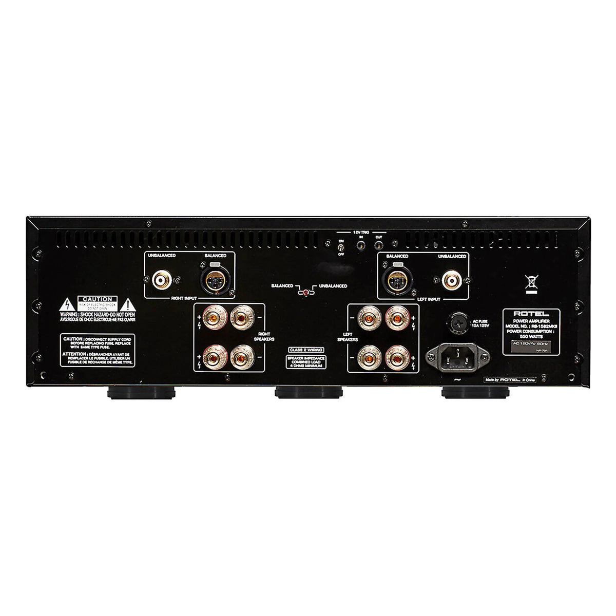 Rotel RB-1582MKII Sølv – bakside