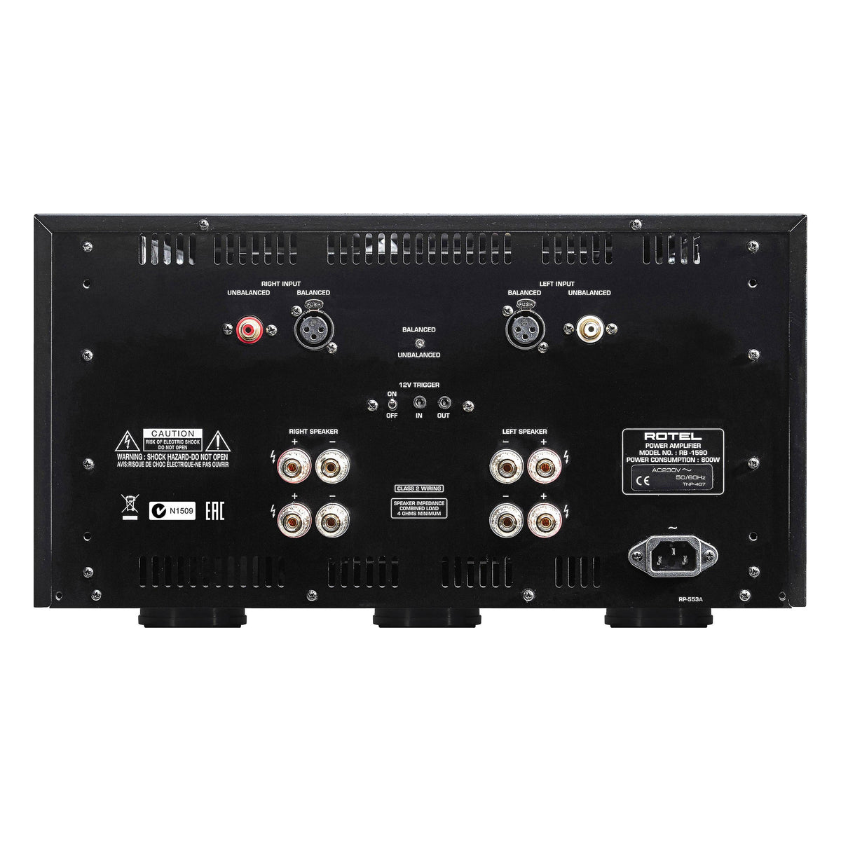 Rotel RB-1590 Sort – bakside