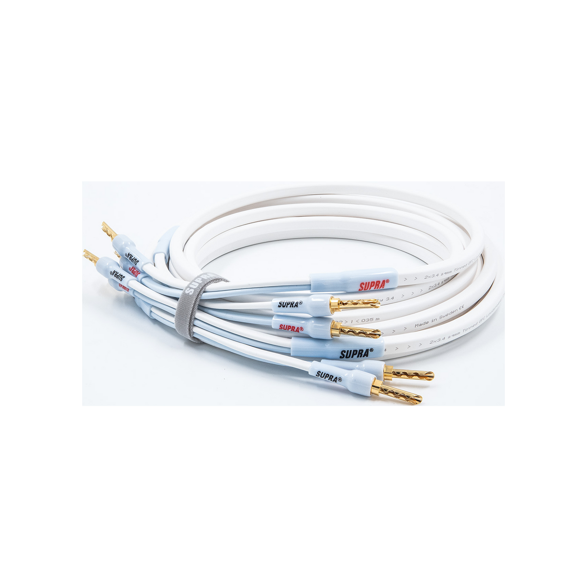 Supra Ply 3.4 Combicon – hvit stereo-par med bananplugger